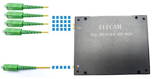 Elfcam Optischer Splitter Glasfaser-PLC-Splitter (Fasersplitter) SC/APC Simplex Singlemode 2mm (1X4)