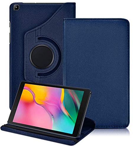 Kemocy Coque pour Samsung Galaxy Tab A 8.0 2019,360 Rotation PU Pell Protection avec Support Housse Etui pour Tablette Samsung Galaxy Tab A 8.0 Pouces 2019 SM-T290 / T295 / T297,Bleu