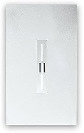 Piatto doccia in resina 80x140 cm effetto pietra con scarico centrale colore bianco MALIBU