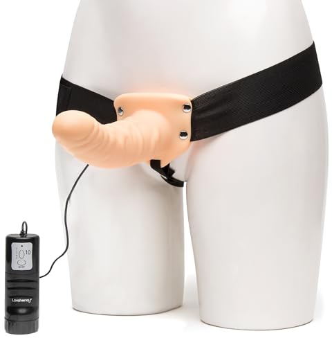 Lovehoney Perfect Partner 8 Inch Realistic Vibrating Strap On Sex Toy | 3 Speeds, 7 Vibration Patterns, Thick Elastic Waistband, Wired Remote Control, Flesh Pink
