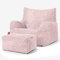 Lounge Pug, Sitzsack Ohrensessel mit Hocker, Cord Rosa