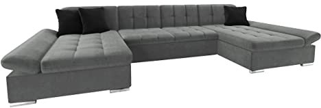 Mirjan24 Ecksofa Alia mit Regulierbare Armlehnen, 2 Bettkasten und Schlaffunktion, U-Form Eckcouch vom Hersteller, Sofa Couch Wohnlandschaft (Magic Ve. 2217 + Magic Ve. 2217 + Magic Ve. 2219)