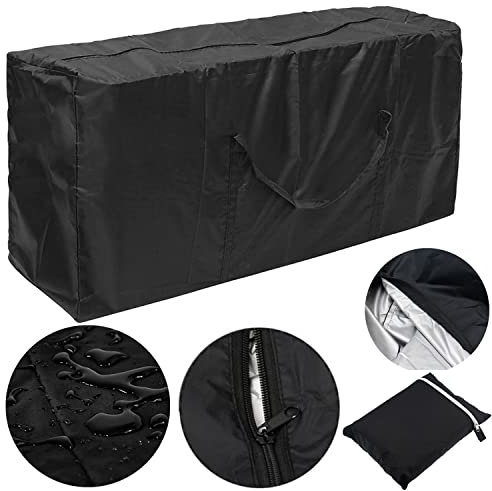 Aufbewahrungstasche Gartenauflagen, Schutzhülle für Auflagen Wasserabweisende Gartenpolster Aufbewahrung Tasche für Weihnachtsbaume Polsterauflagen Schutzhülle wasserdicht (Schwarz, 173x76x51cm)