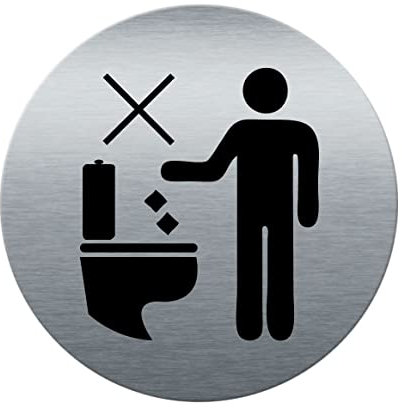 AUA SIGNALETIQUE - Plaque de porte Aluminium brossé imprimé AluSign Ø 85 mm - épaisseur. 3 mm - Double Face adhésif au dos (Ne rien jeter)