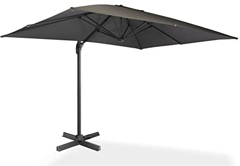 IDMarket - Sombrilla Paraguas giratoria 360 Calvi gris 3x4M con funda