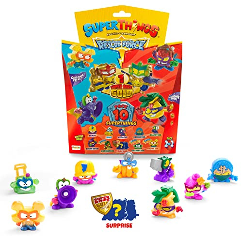Superthings Rescue Force Serie, 10 Sammelfiguren, enthält 3 spezielle Superthings mit Chrom-Effekt, enthält auch EIN goldenes SuperThing Überraschung, Packung 2/2