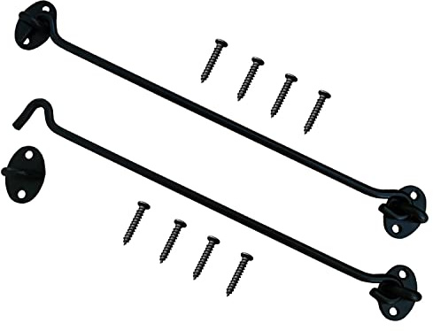 2 Pack 12’’ Safety Door Hook and Eye Latch,Stainless Steel Privacy Barn Door Latch for Cabin Garage Shed Gate Catch Silent Holder(12 Inch, Black)