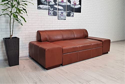 Quattro Meble Echtleder 2,5 Sitzer Sofa London FS Breite 220cm mit Schlaffunktion Ledersofa Echt Leder Couch viele Farben