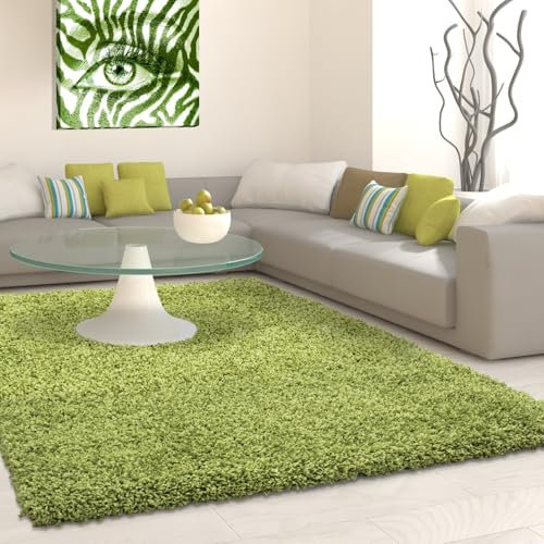 Muratap Teppich Wohnzimmer Weich - Basic Shaggy - Hochflor Teppich Wohnzimmerteppich, Schlafzimmerteppich Pflegeleicht und Fusselfrei - Große: 140x200 cm - Farbe: Grün