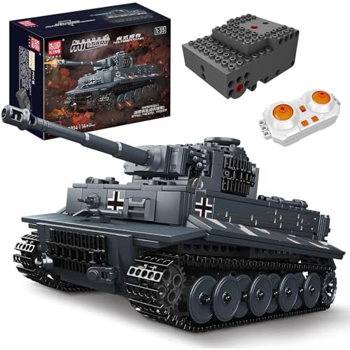 Mould King 20014 MOC Tiger-Panzer Ferngesteuert mit elektrischem Gyroskop und Sound Technik Transporter Tank, Technologie Klemmbausteine Bausatz (800+ pcs)