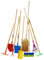 Rekord Kinder Gartengeräte Set 9-teilig Schaufel, Spaten, Rechen, Besen, Laubbesen, Grubber, Doppelhacke - Metall, Holz-Stiel (76cm) Gartenspielzeug, Kinder-Gartenwerkzeug