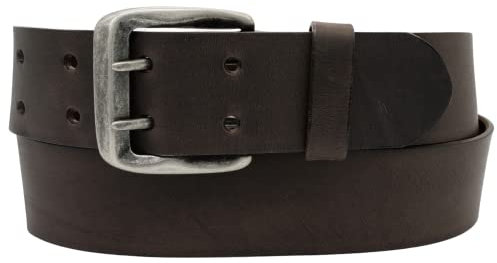 AnnaMatoni Leder Gürtel Herren in Premium Rindleder in Vintage Look mit Doppeldorn Schließe 4,5cm Breit Herren Ledergürtel Echt Leder Gürtel (Mokka 690, TW90-105cm Gesamtlänge)