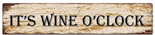 It's Wine O'clock Schild Vintage Schild Retro Metall Plaque Bar Pub Poster Wandkunst Dekor Blechschild 10x40cm