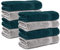 Komfortec 8er Handtücher 50x100 cm Set aus 100% Baumwolle, Frottee, Weich, Silber/Petrol