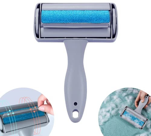 Pet Hair Remover - Reusable Cat and Dog Hair Remover for Furniture, Sofa, Carpet, Clothing, Car Seats Bedding - Eco-Friendly, Portable, Multi-Surface Lint Roller & Animal Fur Removal Tool (Grey/Blue)