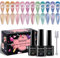 MIZHSE Cat Eye Magnetic Gel Nail Polish Glitter Auroras Shining Gel Nail Gel Set Cat Eye Pearl Shell Sparkle 12pcs UV/LED DIY Nail Salon with Magnetic Stick
