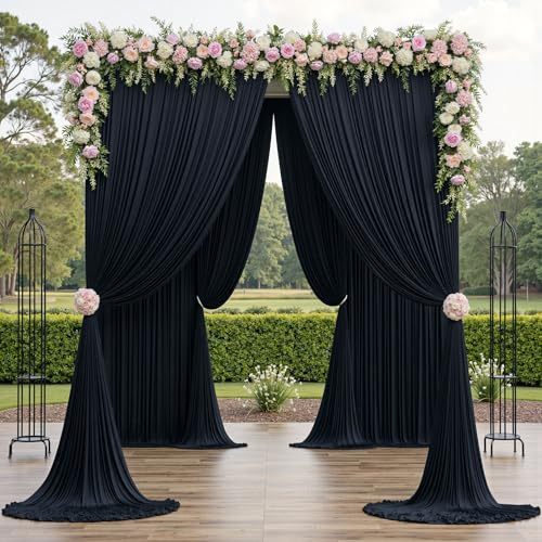 HBBMAGIC 6M × 3m Mariage fête Fond Noir Rideau, Pas de Plis Doux Photo Mur Anniversaire bébé Douche baptême Rideau de Fond