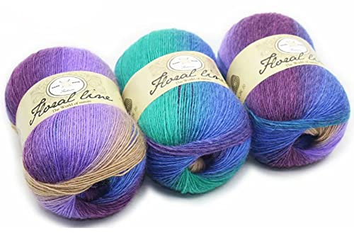 Wolle Farbverlauf Zum Häkeln,1 Knäuel Wolle zum Stricken,Batik Wolle mit Farbverlauf Mehrfarbig 100G Strickwolle Häkelwolle, Häkelgarn Bunt Regenbogen Baumwolle Garn für Socken,Mützen,Schals,Pullovern