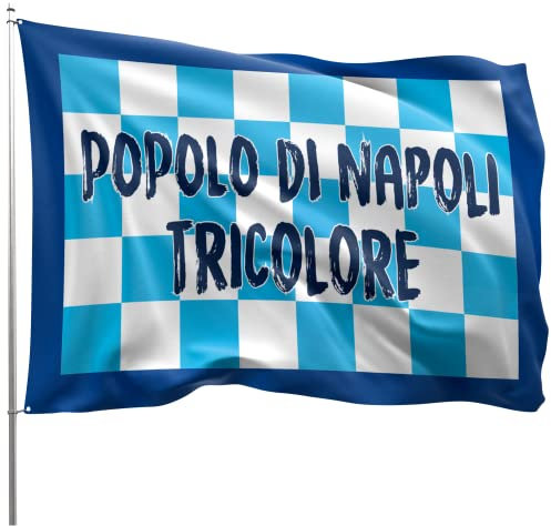 Bandera Popolo de Nápoles 2023 original – Bandera de coche 60 x 60 cm ajedrez – Gadget Idea regalo fanático de fútbol original – Ideas regalos divertidos para fanáticos