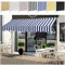 Ikodm Tenda da sole con manovella, 300 x 120 x 200 – 300 cm, blu e bianco, resistente ai raggi UV 50+ regolabile in altezza, impermeabile, facile da montare