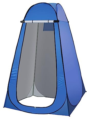Pop Up Sichtschutz Duschzelt, Tragbares Camping Duschzelt, Camping Toilette Umkleidekabine Sonnenschutz mit Fenster für Camping und Strand, Tragbares Pop Up Umkleidezelt mit Tragetasche (Blau)