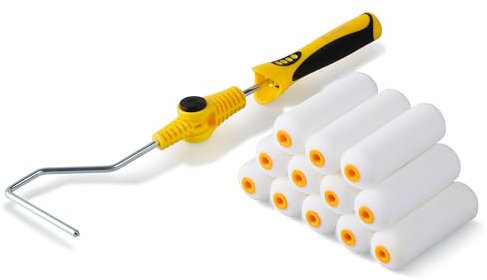 Voomey Petit rouleau de peinture de 10,2 cm, rouleau de peinture en mousse, rouleau de peinture sans plateau, cadre de rouleau de peinture multi-angles de 10,2 cm, rouleau de peinture d'angle