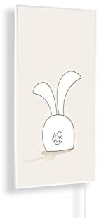 Könighaus Infrarotheizung – Kinderzimmer Edition – TÜV SÜD - 450 Watt + Könighaus Thermostat - Weißer Rahmen (Motiv: 05. Hase)