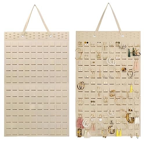 2 Stück Hängende Ohrringe Aufbewahrungstaschen aus Filz -Hält Bis Zu 300 Paare- Hanging Schmuckaufbewahrung Ohrringhalter, Schmuck Organizer zum Aufhängen, Wandhalterung Ohrringe Halterung (Weiß)