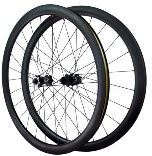 ZECHAO 700c Kohlefaser Fahrradradsatz,Scheibenbremse Offroad-Fahrrad Vorder Und Hinterrad Schnellspanner 7–12 Gänge Offen/Vakuum Doppelter Zweck Wheelset (Color : HG, Size : 50mm)