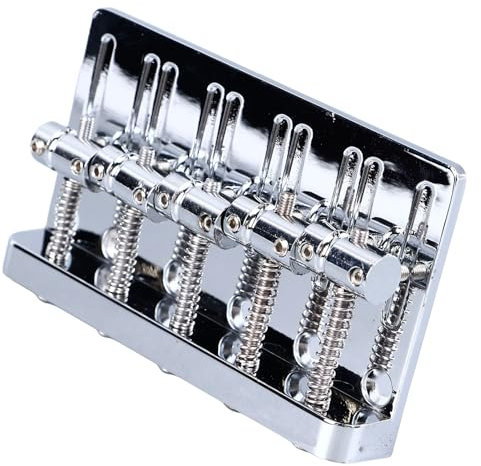 HiMass 5-Saiter-Bass-Brückenbaugruppe mit Messingsätteln, Verchromt, Stabile Struktur, Verbesserte Resonanz für 5-Saiter-E-Bass (SILVER)