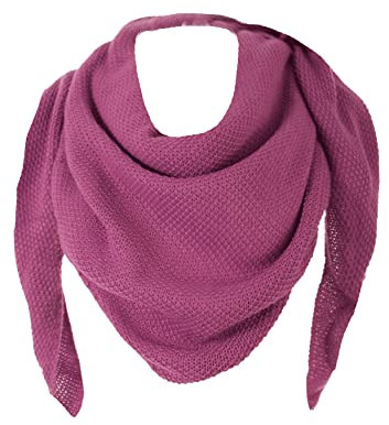 stylx Damen XXL Strick Dreieck Schal mit Reiskorn Strickmuster in Unifarben, Schal, Leichtes Tuch (lila)