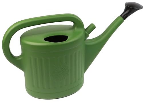 DIVCHI Green Plastic Watering Can with Wrap-Around Handle & Long Spout – Detachable Rose Sprinkler Head – Lightweight Garden Watering Can for Indoor & Outdoor Plant Care (10 Litre)