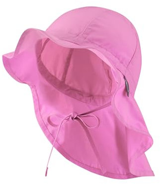 Sterntaler Sonnenhut - Mädchen Sommerhut - UV-Schutz 50+ Mütze mit breiter Krempe und Größenregulierung - Nackenschutz - Bindebänder - Baby Kinder Kopfbedeckung aus Popeline (Bio) - perlrosa, Größe 53