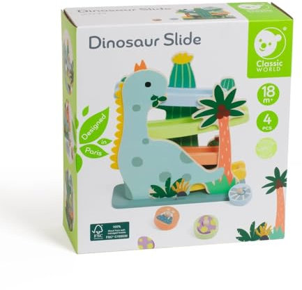 Classic World Houten Ballenbaan Dinosaurus, 4dlg.