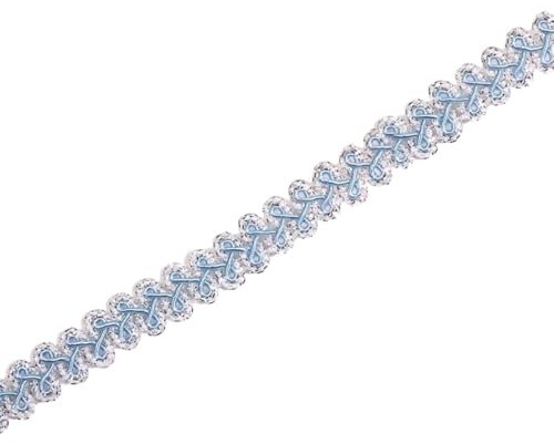 20 Meter Geflochtene Spitzenband 1,2cm Breite,Braid Trim Posamentenborte Spitzenbesatz Zierband,Spitzen Borten Bänder zum DIY Nähen Handwerk,Tischdeko,Kleidung,Vorhang,Geschenkband,Silber Hellblau