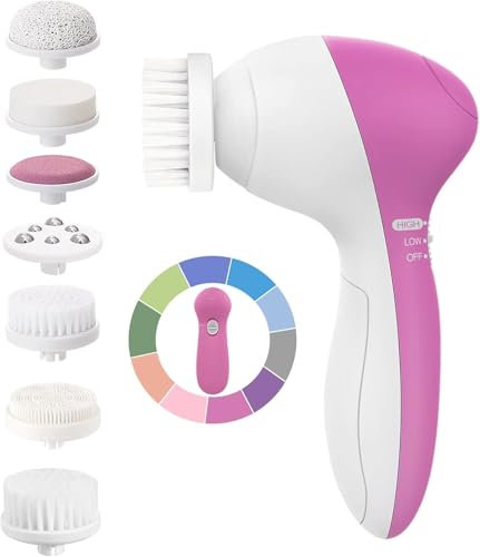 COSLUS Cepillo de Limpieza Facial Eléctrico IPX7, Resistente al Agua Con 7 Cabezales, Limpieza Profunda de 360°, Eliminación de Puntos Negros