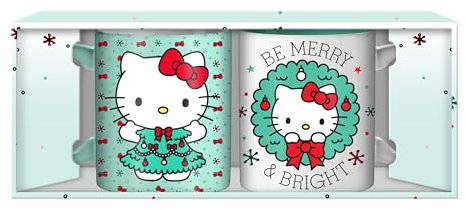 Silver Buffalo Hello Kitty Holiday Art 14oz Ceramic Mug - 2 Pack