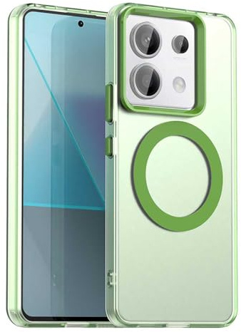 YUECXIN Magnetisch Hülle für Xiaomi Redmi Note 13 Pro 5G/Poco X6 5G Kompatibel mit MagSafe Kabellosem Laden, Ultra Dünn Durchscheinende Matt Handyhülle TPU Stoßfest Schutzhülle. Grün