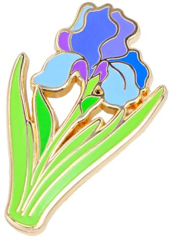 Leraverppy Blue Flag Iris Enamel Pin Symbol Of Faith And Love Flower Brooches Birthday Anniversary Memorial Day Gift For BFF Hat Coat Shirt Dress jewelry Decor DIY Accessory Badge For Plant Lovers, M,