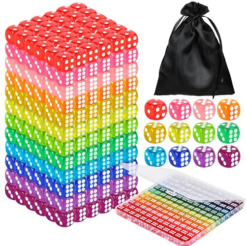 Seifar 120 Pcs Colored Dice Bulk Set 14 MM Polyhedral Dice 6 Sided Standard Dices with Storage Bag for Table Board Games Classroom Math Teaching