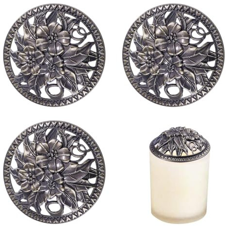 GLOBLELAND 3 Stück 3 Zoll Blumen Kerzendeckel Metalllegierung Blumendeckel Glasschirmhülsen Zum Gleichmäßigen Abbrennen Für Frauen Kerzenzubehör Glaskerzendeckel Verhindert Berührung Hilft Beim
