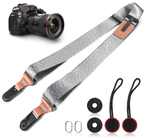 ueslwser Kameragurt Kletterseils Verstellbarer Kamera Schultergurt mit Schnellverschluss-System Camera Strap Kameraband Kamera Tragegurt für SLR DSLR digitale oder spiegellose Camera, 140CM (Grau)