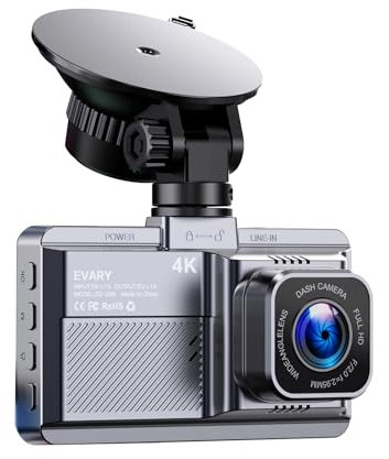 Dashcam Auto Vorne und Hinten 4K mit GPS 5Ghz WiFi Dash Cam mit 64GB SD Auto Kamera mit Parküberwachung/170° Weitwinkel/360° Drehbarer Saugnapf/Super Nachtsicht/Loop-Aufnahme