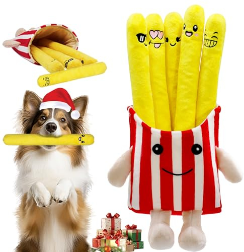 YZHDUXIU Quietschspielzeug für Hunde, Plüsch-Pommes mit Quietschelementen, 5 Stück, interaktives Pommes-Welpenspielzeug, um sie zu beschäftigen