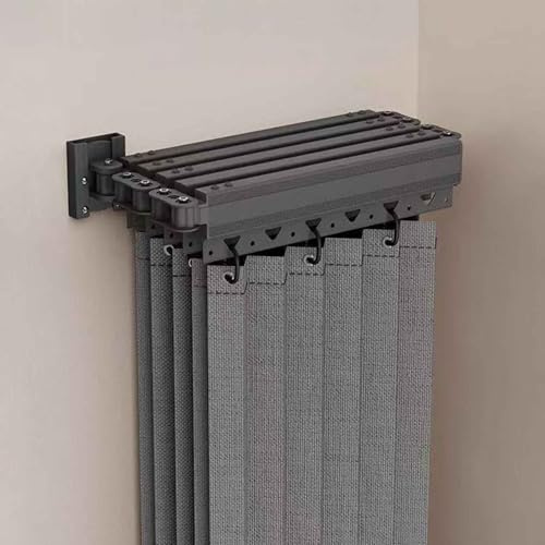 MTHGH Faltbarer Duschvorhang,Mit klappbarer Stange,Duschvorhang Leinen Textil Ohne Bohren, Wasserdicht/Waschbar für Eckdusche, Shower Curtains(A,Curtain/W200*H180)