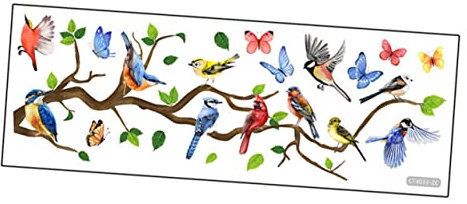 Vaguelly 1 Blatt Farbige Papageien Wandtattoo DIY Baumast Wandsticker für Kreative Wandgestaltung für Wohnzimmer und Kinderzimmer Selbstklebend Einfach Anzubringen Frische