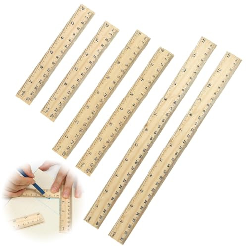 LKJAUOZ 6 Stück Lineal Holz 15 cm 20 cm 30 cm Holzlin eal Kleines Linea l Grundschule Nähen Line ale Skala für Schule Handwerk