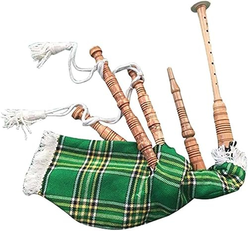 Spielbarer Dudelsack für Kinder – Junior-Größe, Rosenholz-Cocus mit Mackenzie- oder irisch-grünem Tartan-Überzug – Anfänger-Übungsdudelsack für Kinder, schottischer & irischer Stil (Irish Green)
