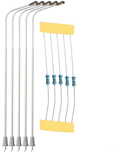 LED-Straßenlaternen für Modelleisenbahn, 20 cm, für Spurweite 0, mit 3 V Netzteil, 5 Stück