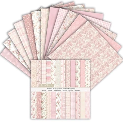Oriental riverkit Scrapbook Papier 24 Blatt, Bastelpapier Muster, Rosa | 15,2 x 15,2 cm, Doppelseitiges Muster Papier, Dekorpapier Set, Papier mit Muster für DIY Fotoalbum und Scrapbook Dekoration